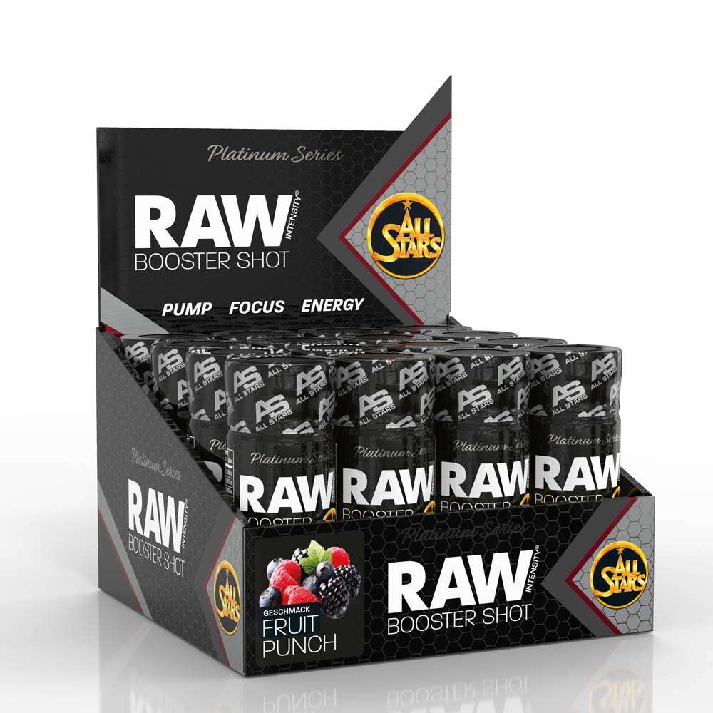 All Stars Raw Booster Shots Box of 12 Shots Fruit Punch