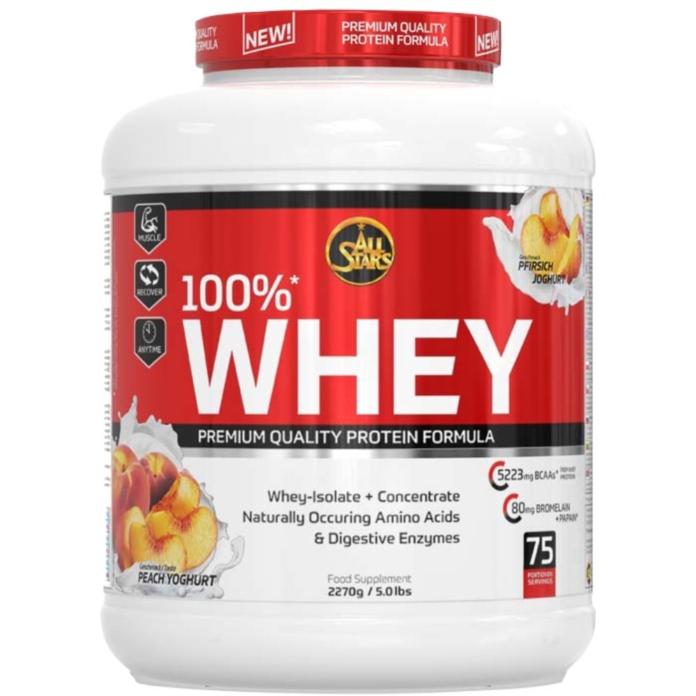 All Stars 100% Whey Protein Pure Isolate Concentrate, Peach-Yoghurt, 5 LB