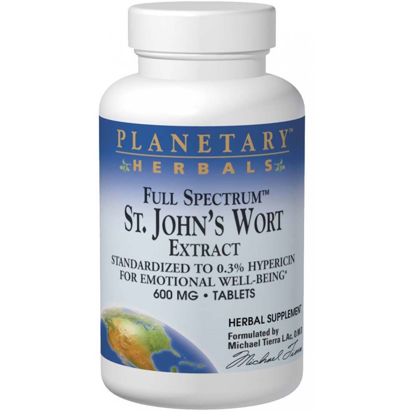 Planetary Herbals St' John's Wort Extract Full Spectrum, 600 mg, 30 Tablets