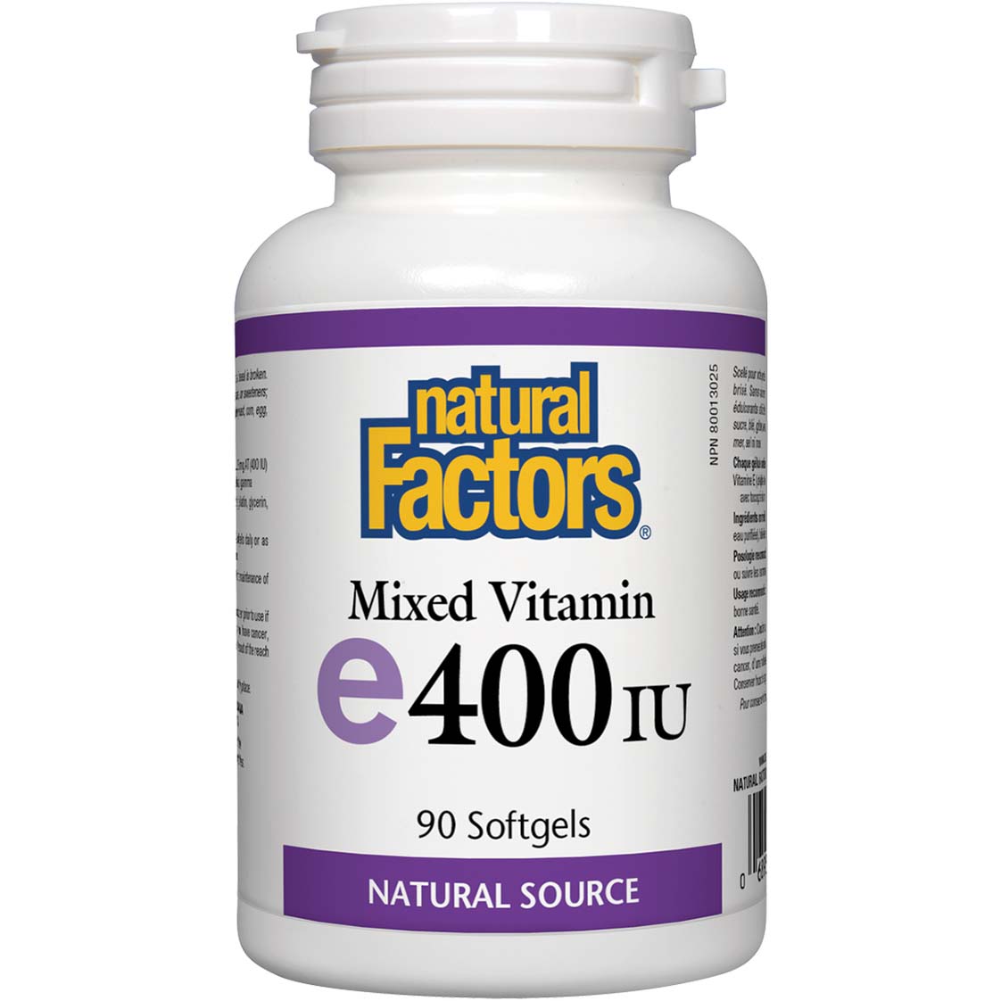 Natural Factors Mixed Vitamin E, 400 IU, 90 Softgels